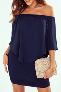 Dark Blue Boho Mini Dress