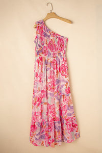 Elegant asymmetric bohemian evening dress