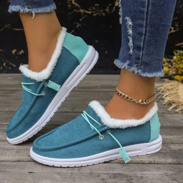 Faux fur casual flat shoes