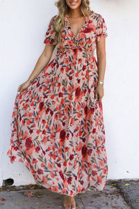 Feminine bohemian long dress close-up