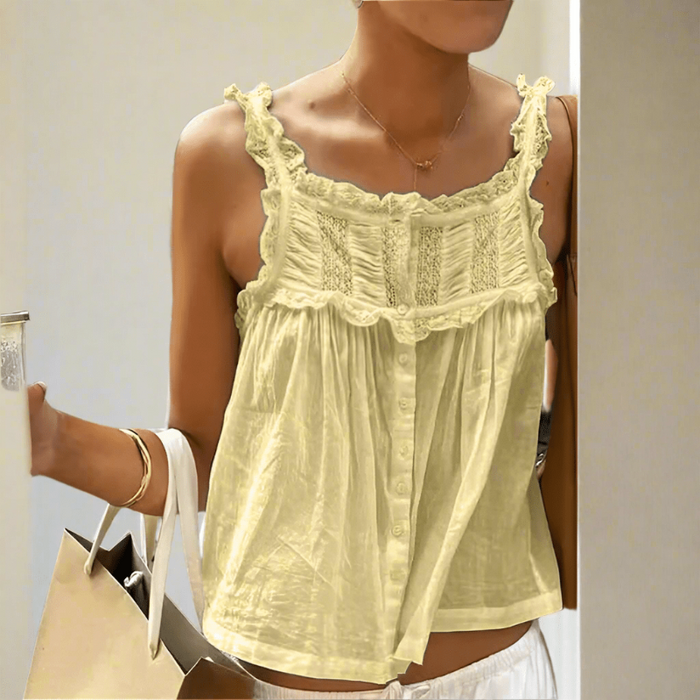 Feminine crochet lace festival top