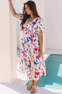 Feminine layered maxi dress white
