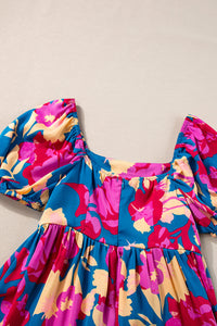 Feminine Puff Sleeve Flowy Dress