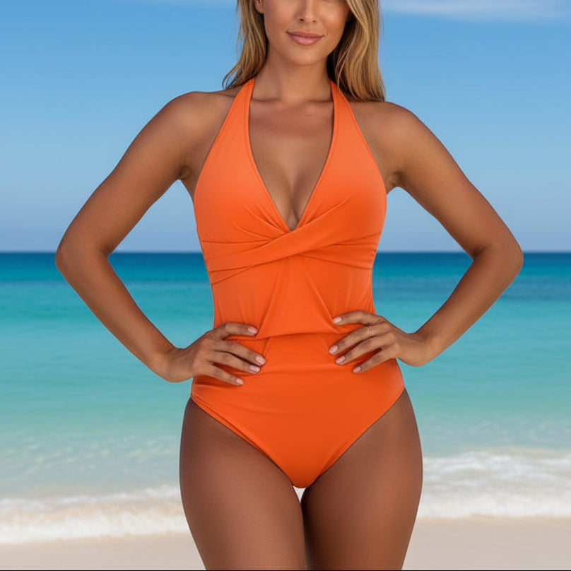 Flattering halter neck swimsuit