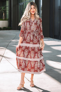 Floral bohemian long dress closeup