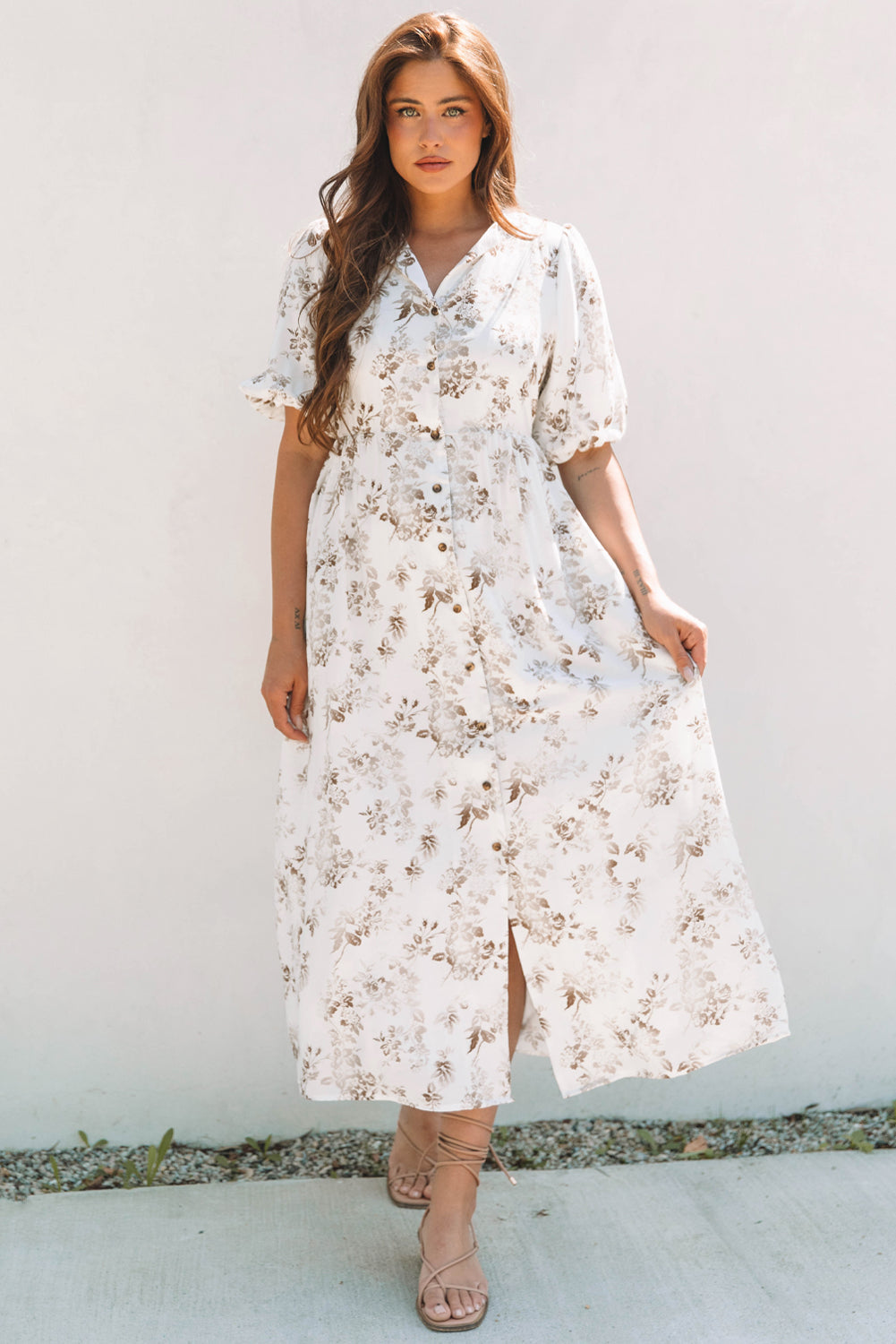 Floral bohemian long dress detail