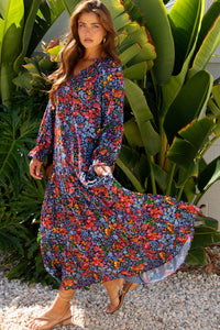 Floral bohemian long dress women