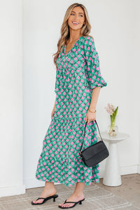 Floral boho maxi dress women