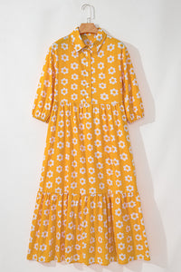 Floral Bracelet Sleeve Dress Closeup