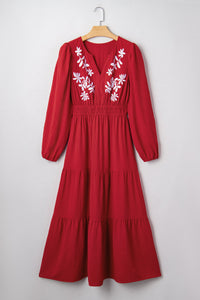 Floral Embroidery Long Dress
