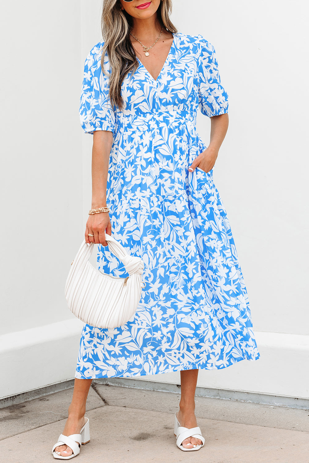 Floral maxi dress styled outfit