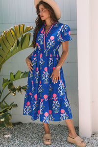 Floral print flowy beach dress