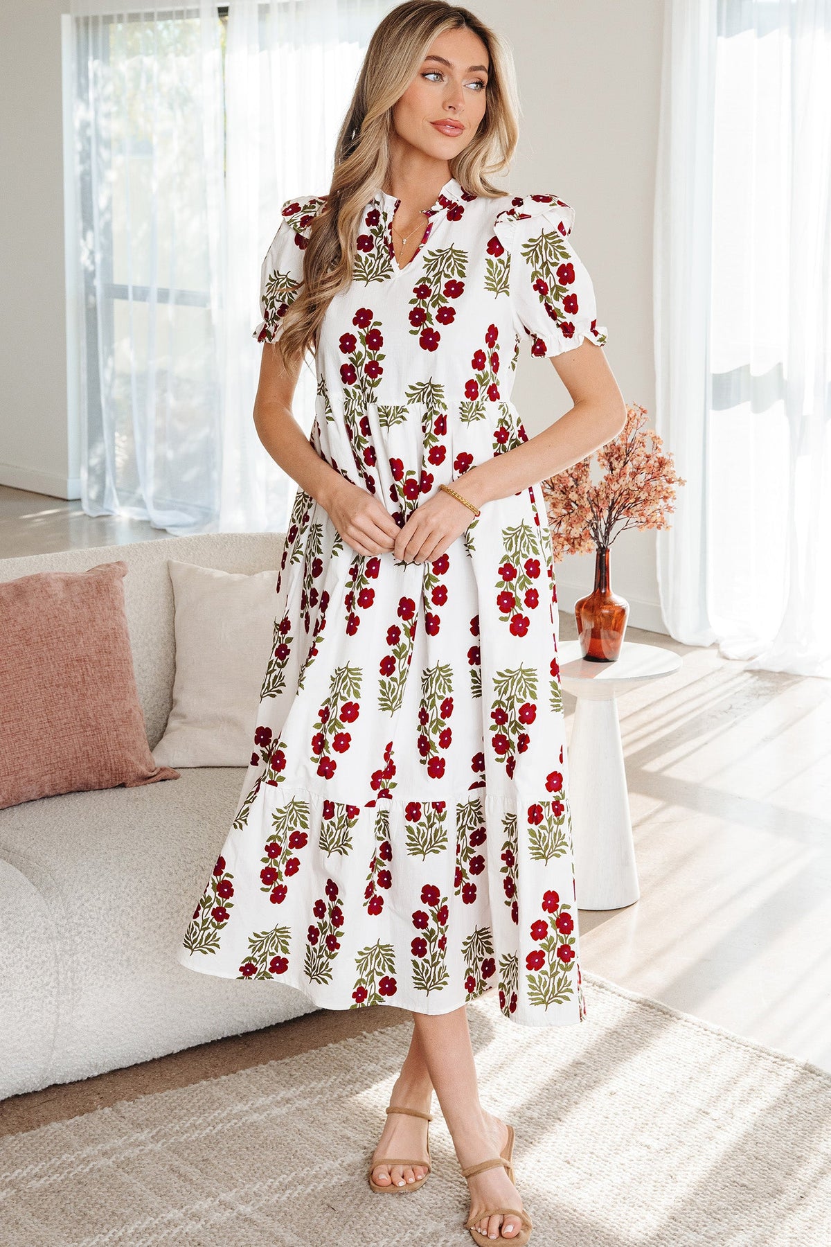 Floral print summer maxi gown