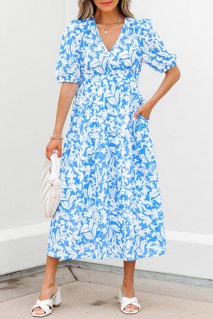 Floral Puff Sleeve Maxi Dress