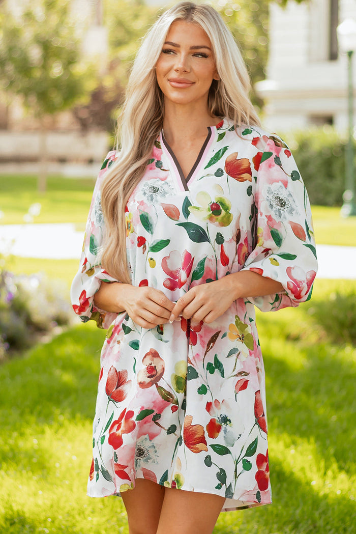 Floral Puff Sleeve Mini Dress