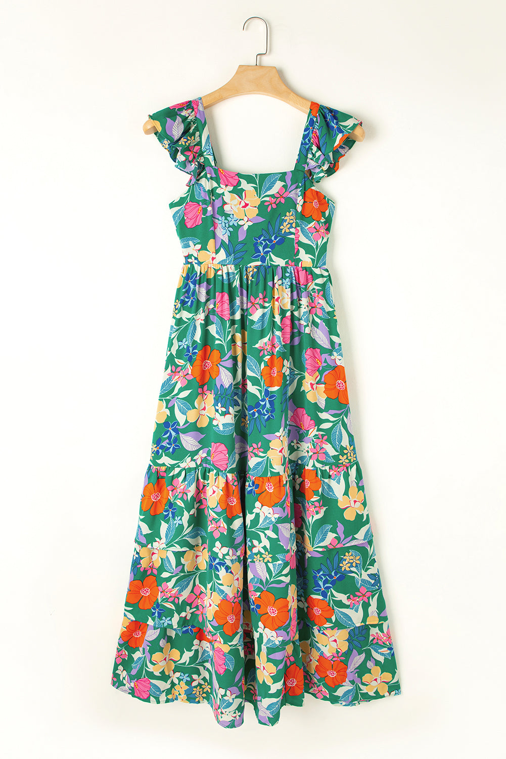 Floral Rayon Sleeveless Long Dress