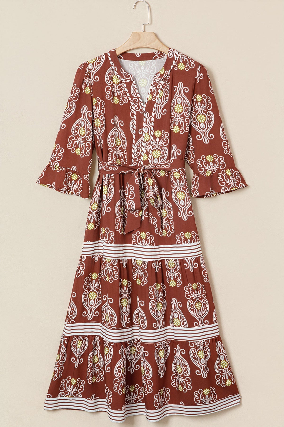 Floral ruffle maxi dress back