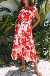 Floral Ruffle Sleeve Maxi Dress