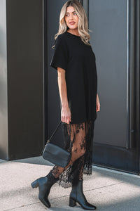 Flowy black maxi dress detail