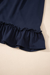 Flowy Bohemian Blue Linen Dress