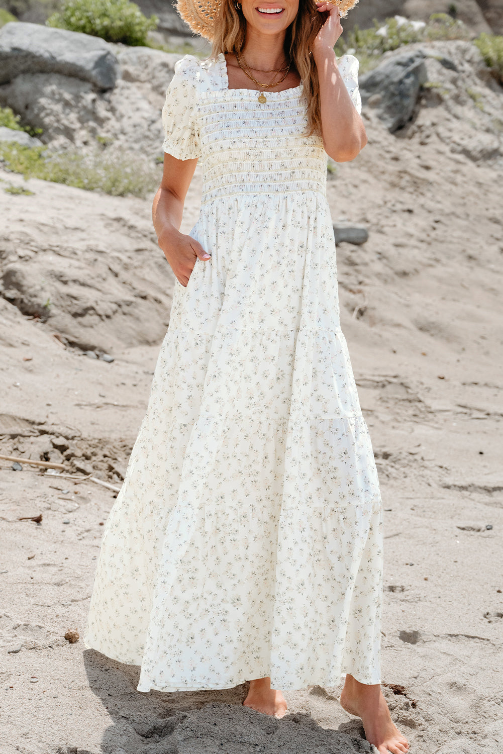 Flowy boho maxi tiered skirt