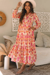 Flowy boho print long dress
