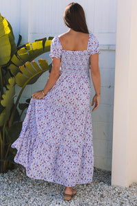 Flowy bubble sleeve boho dress
