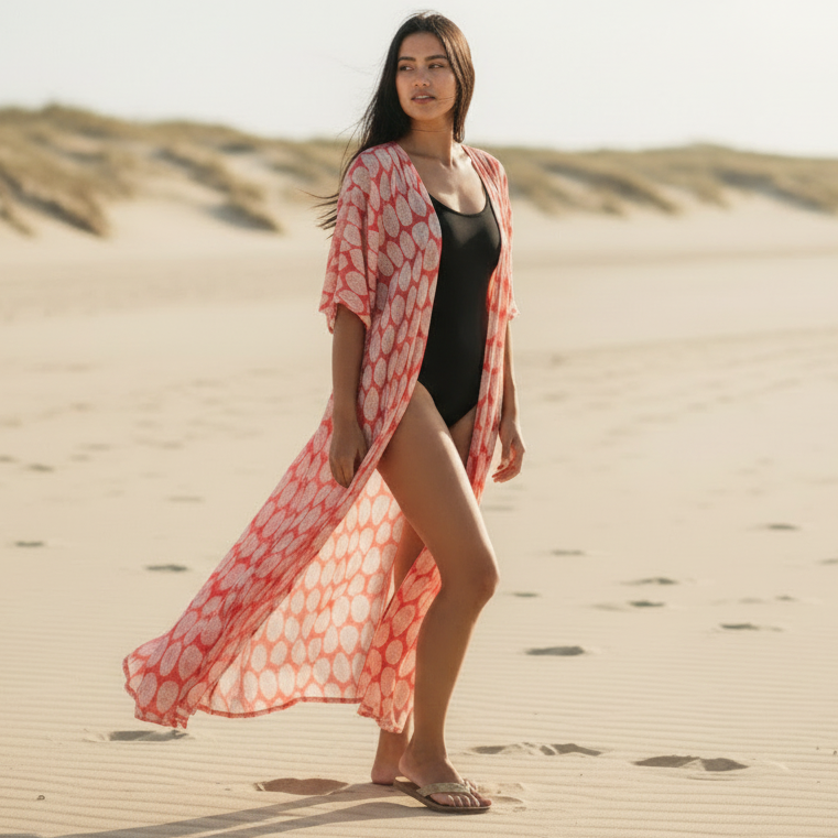 Flowy chiffon pool kimono