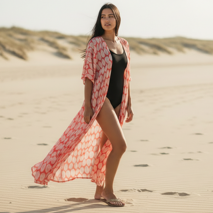 Flowy chiffon pool kimono