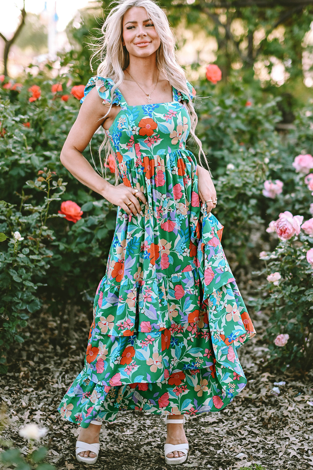 Flowy Floral Beach Maxi Dress