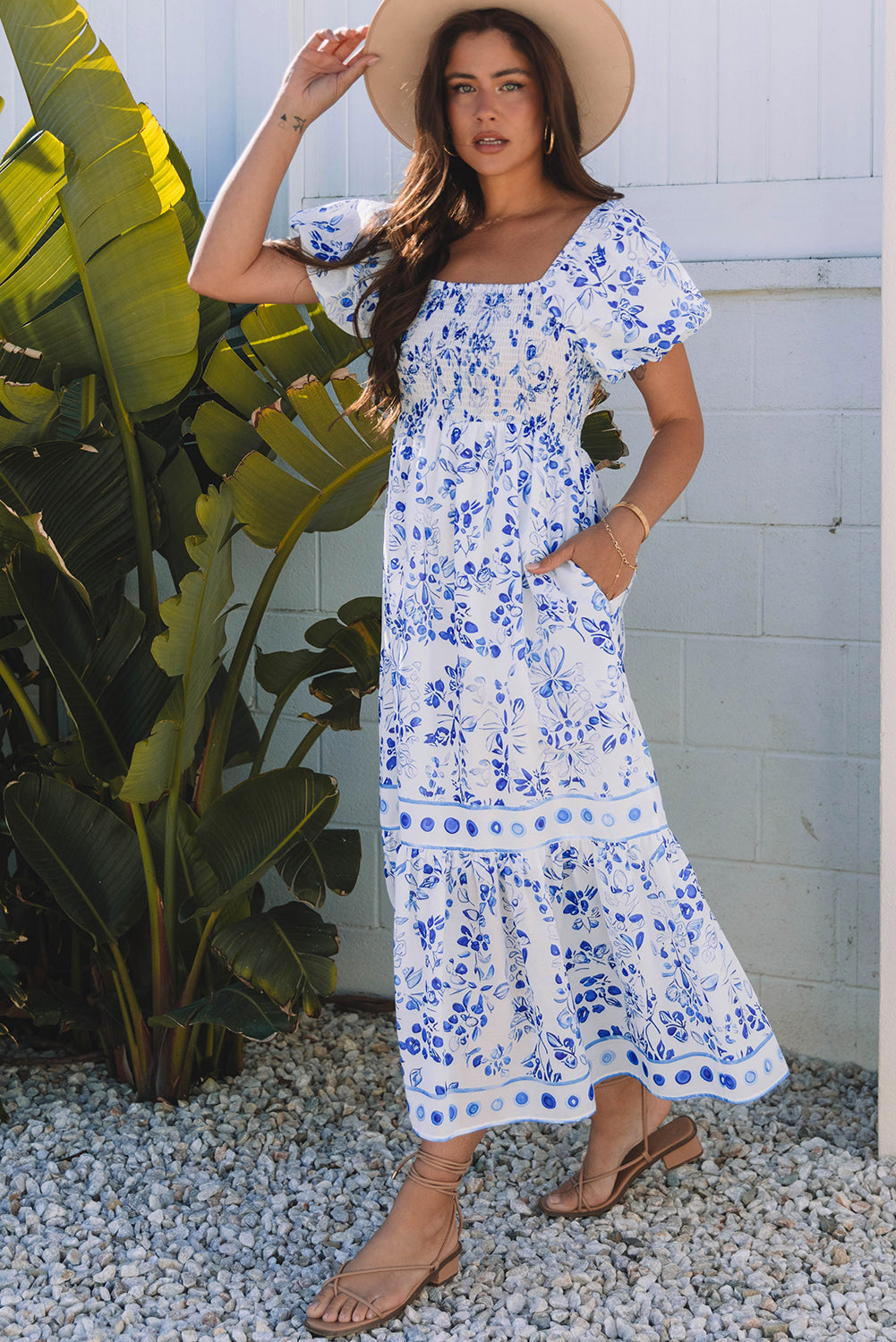 Flowy floral print long dress