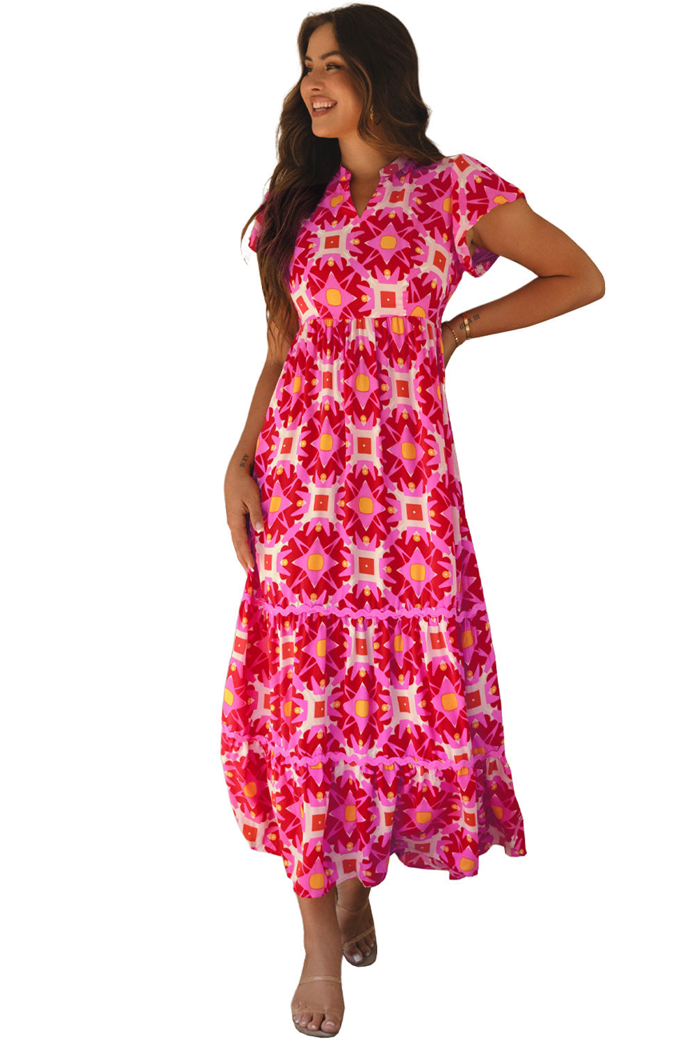 Flowy geometric bohemian summer dress