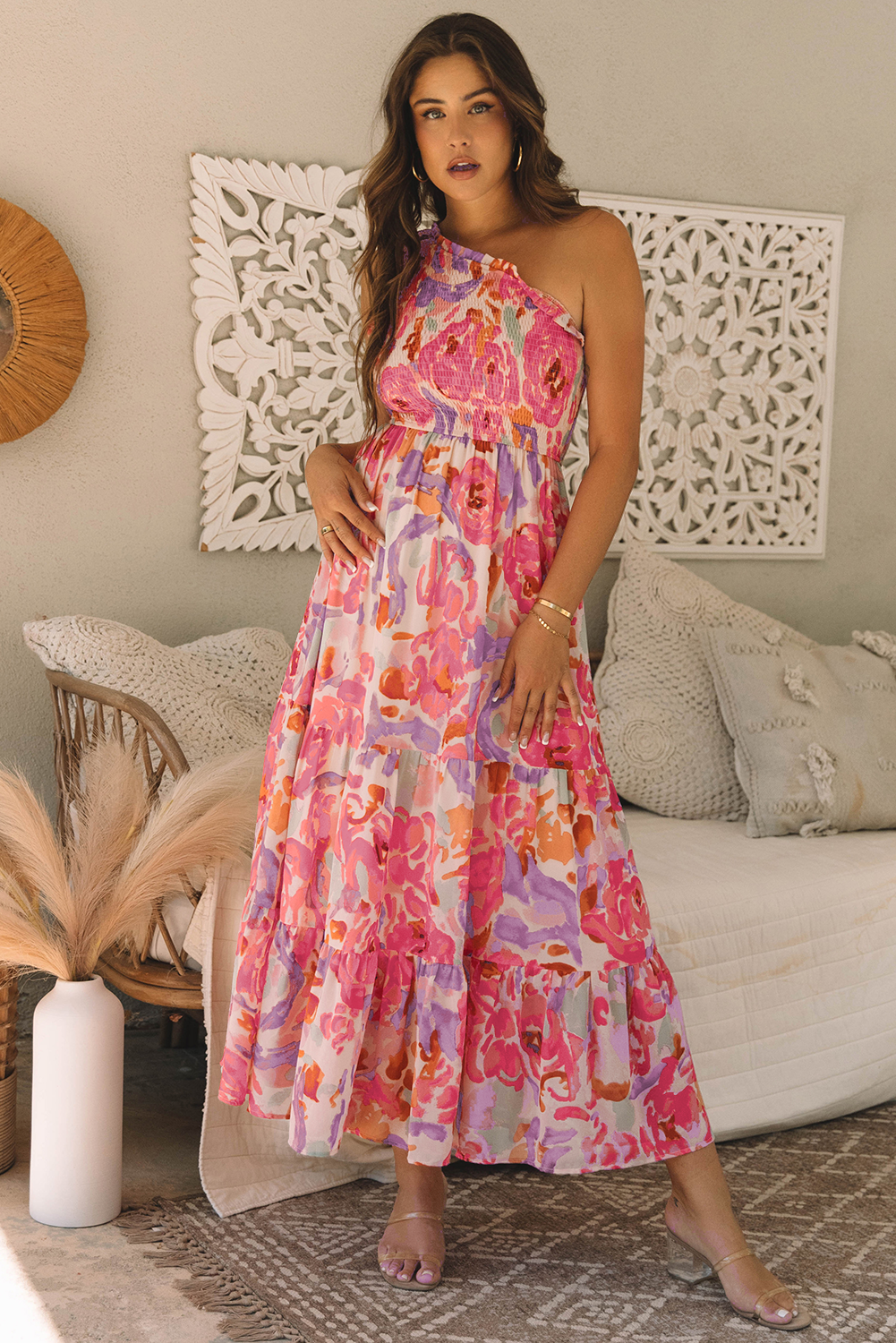Flowy one shoulder beach gown
