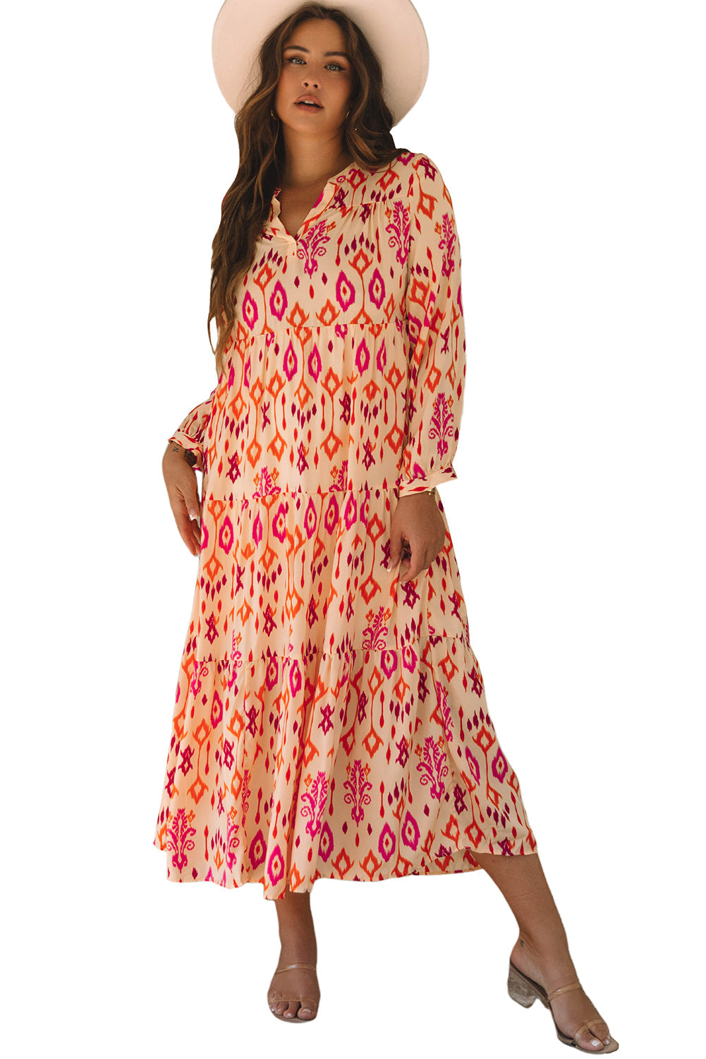 Flowy printed boho beach dress