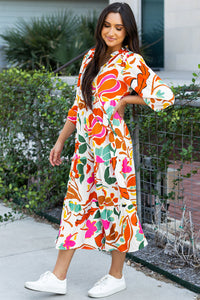Flowy V neck boho dress
