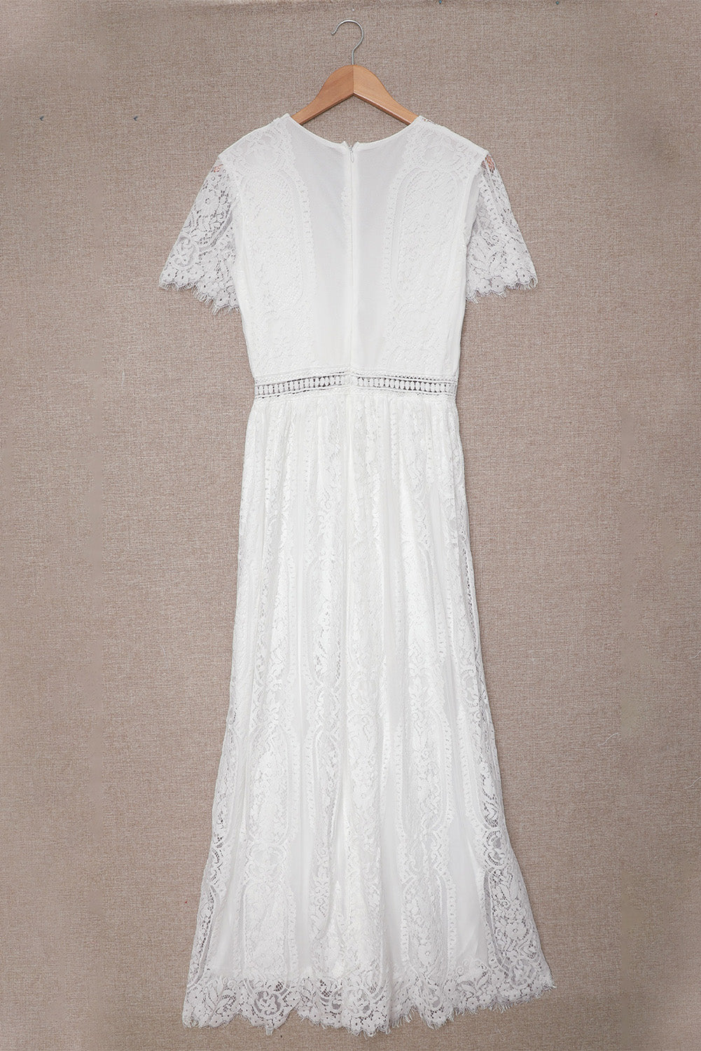 Flowy white boho dress closeup