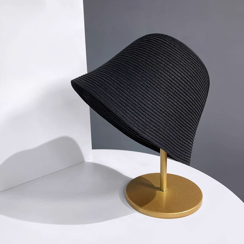 Foldable bohemian straw bucket hat