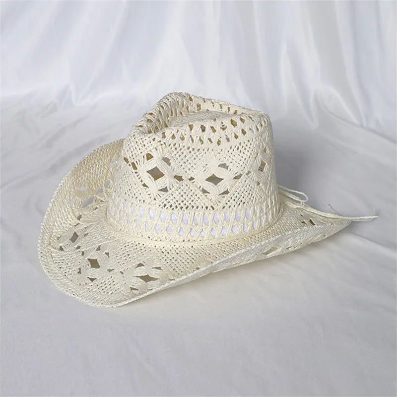 Frayed brim bohemian straw hat