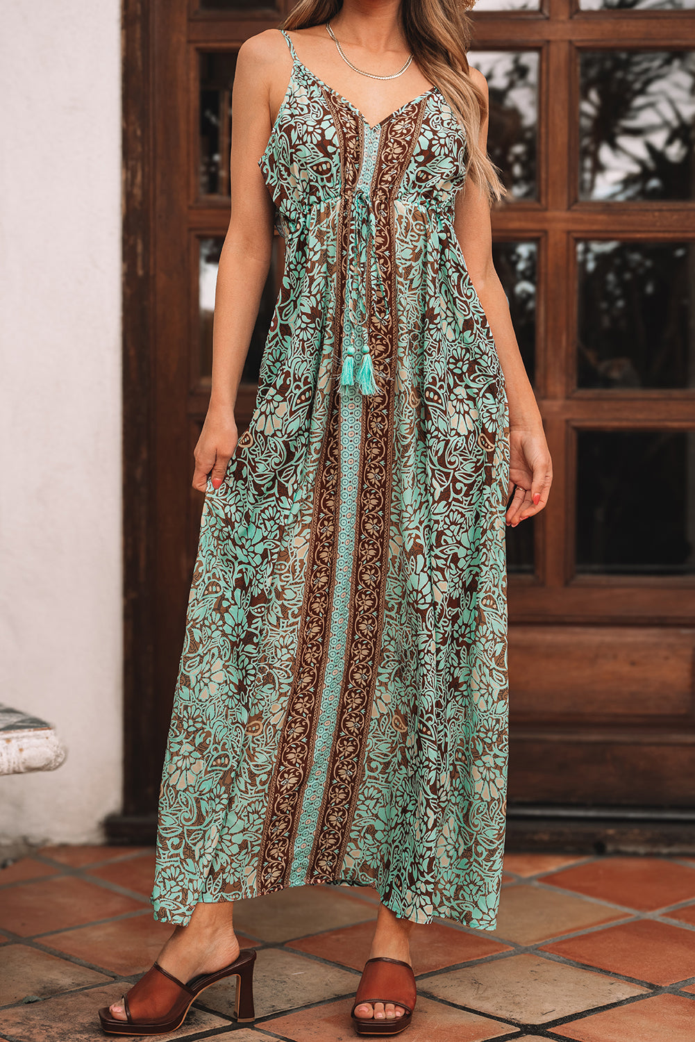 Green Backless Maxi Dress