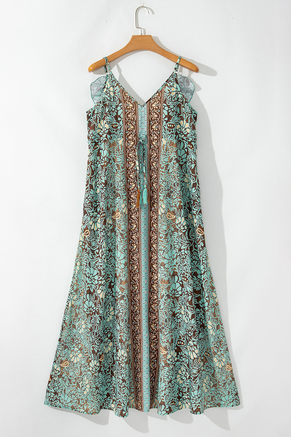 Green cotton backless festival dress