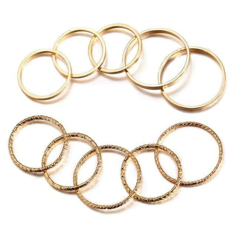 Handcrafted boho gold band rings
