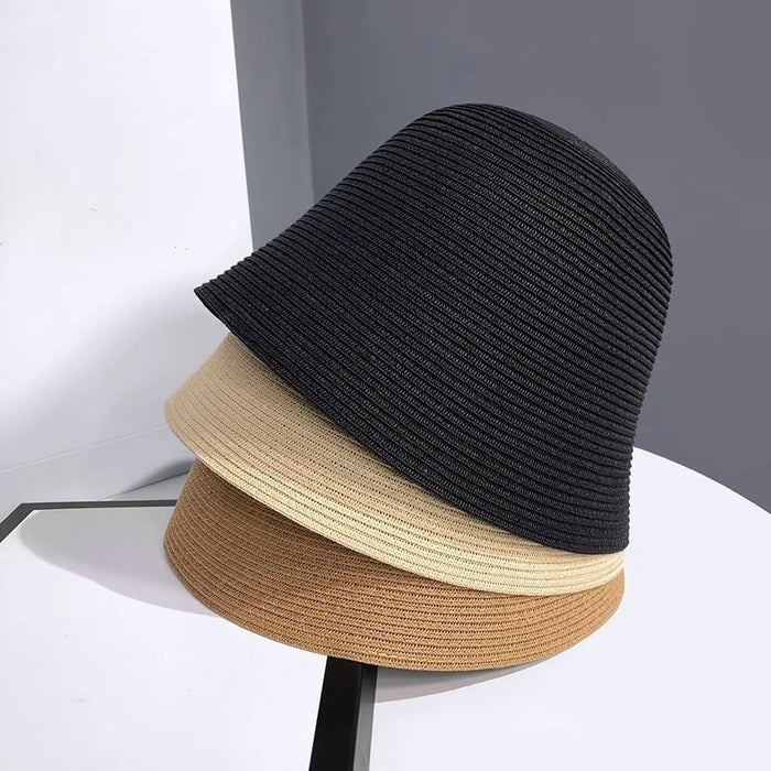 Handwoven bohemian straw bucket hat
