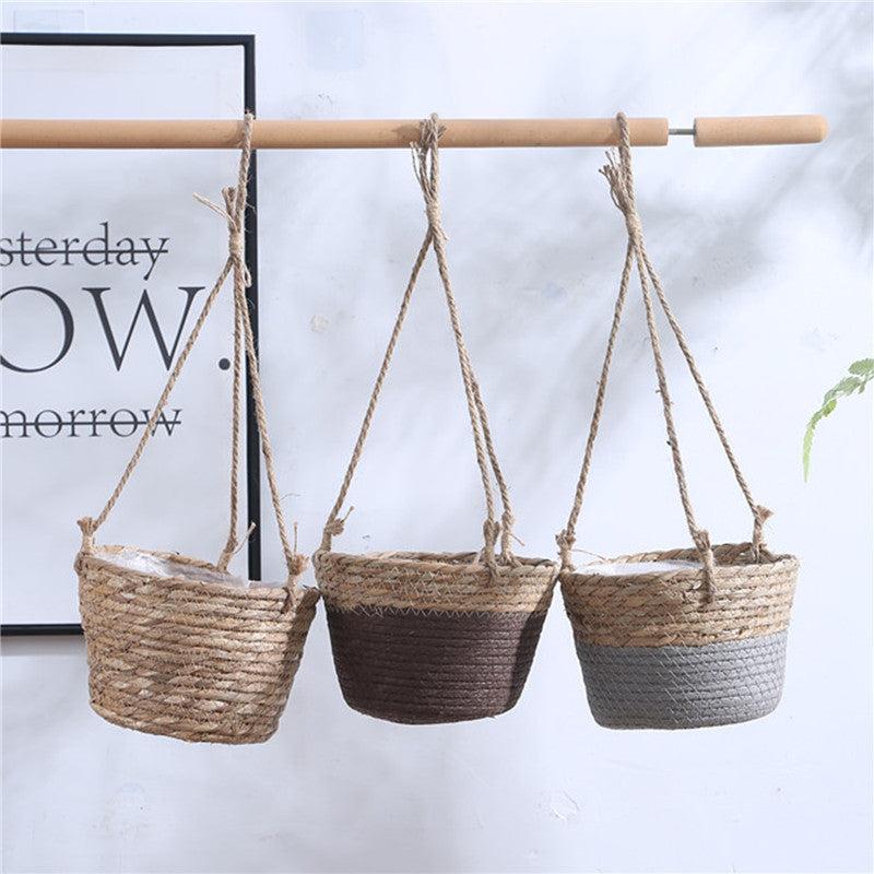 Handwoven jute plant holder