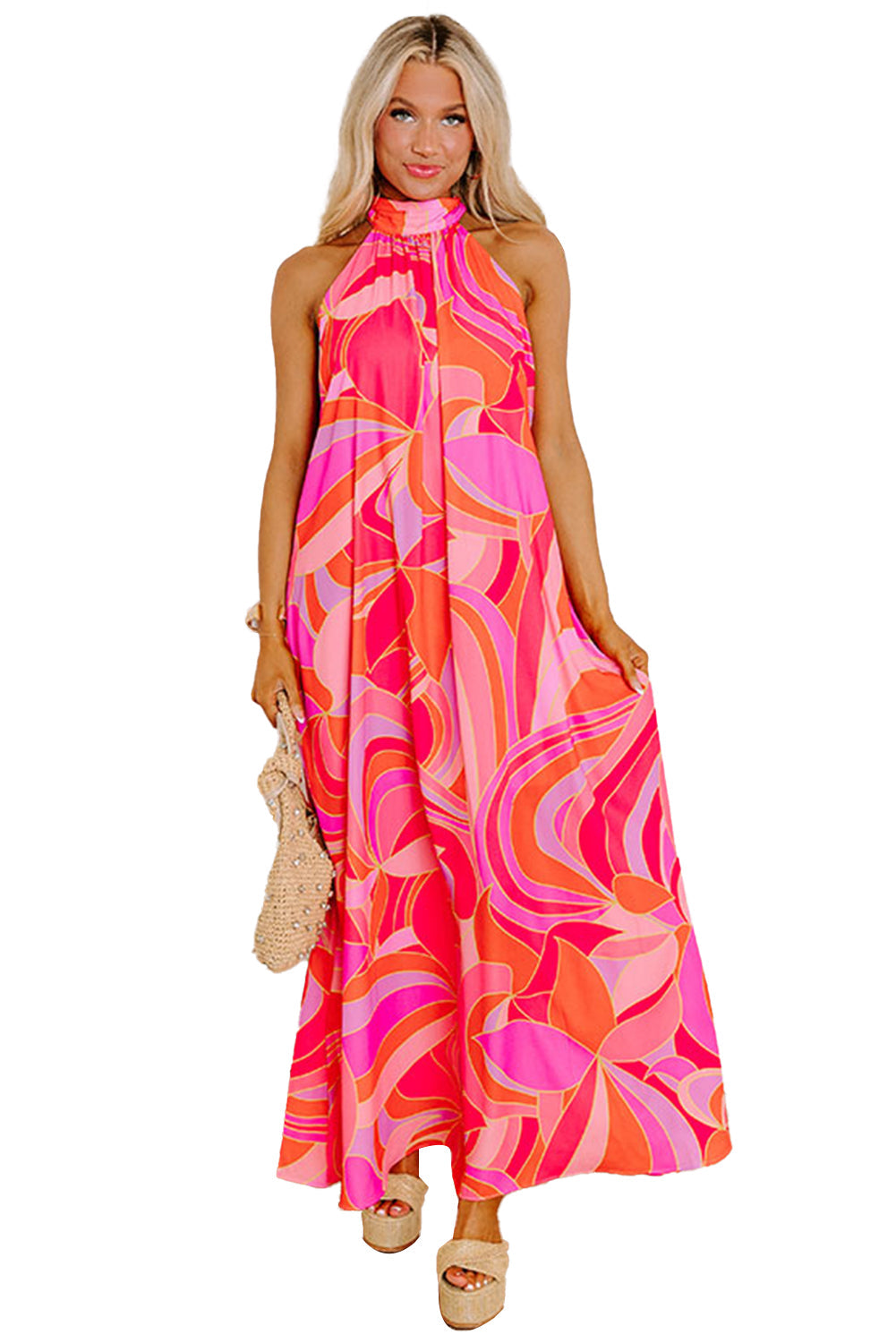 High Neck Dress Pattern Detail