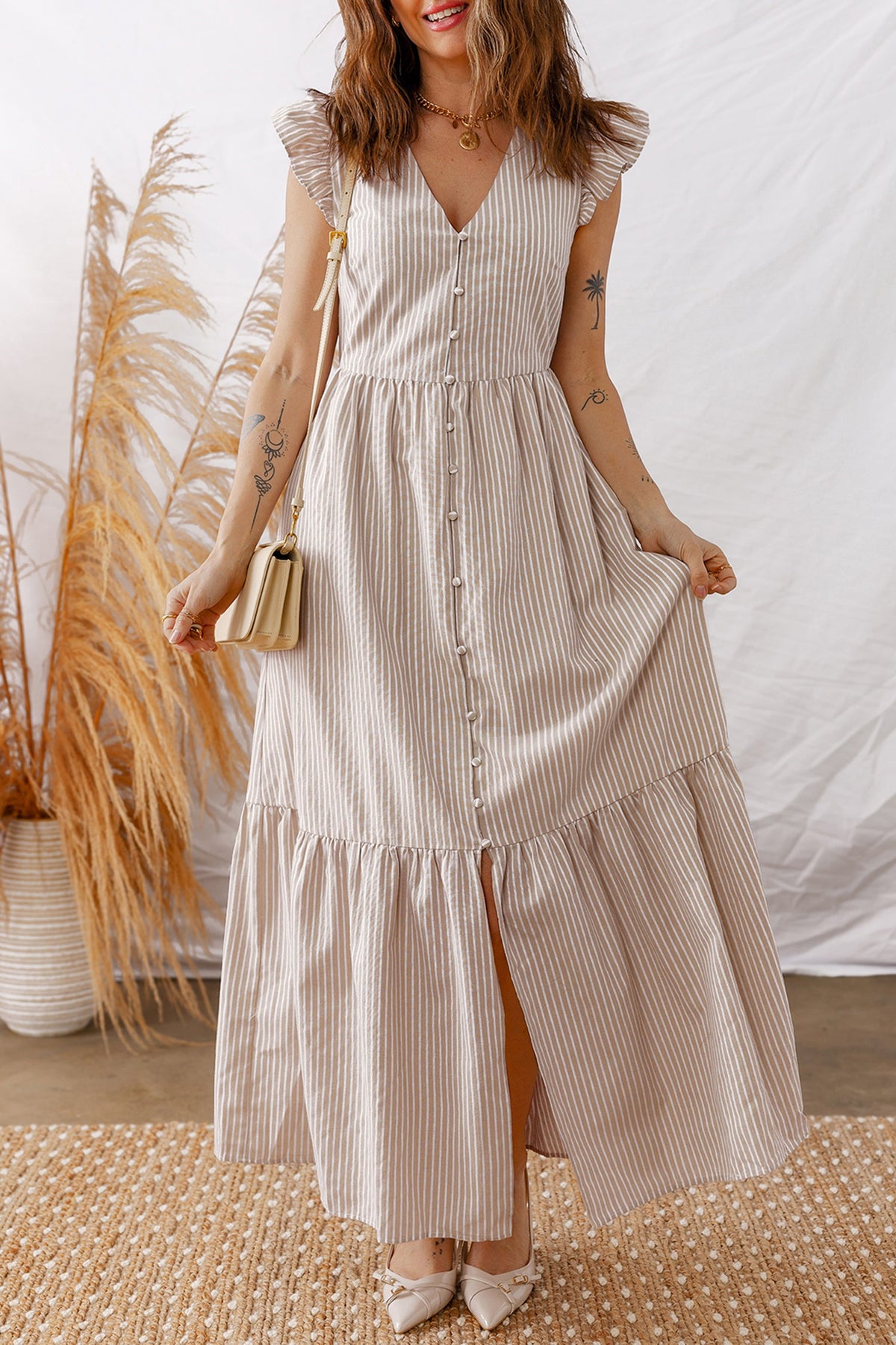 Khaki Boho Maxi Dress