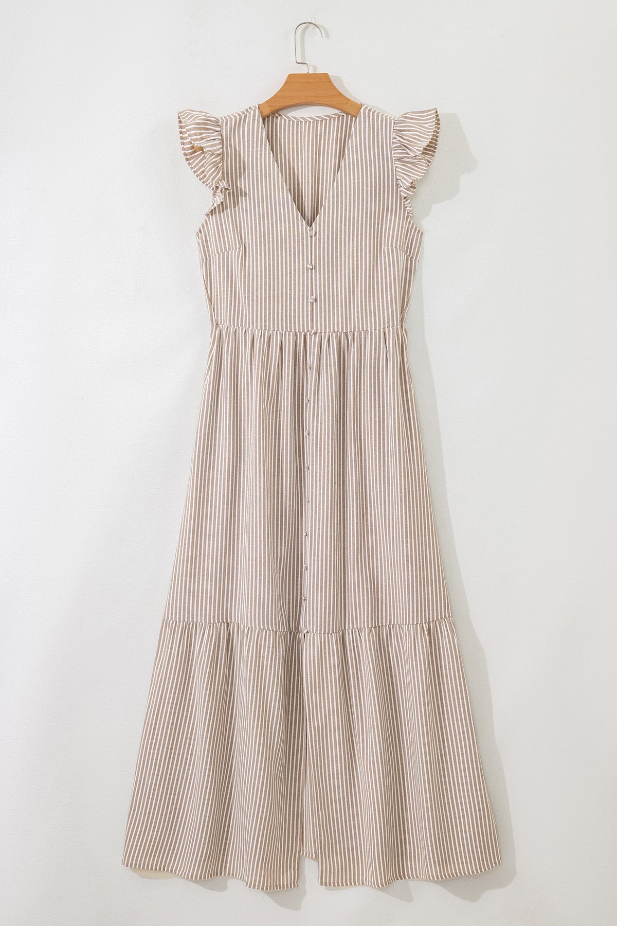 Khaki Boho Tiered Maxi Skirt Dress