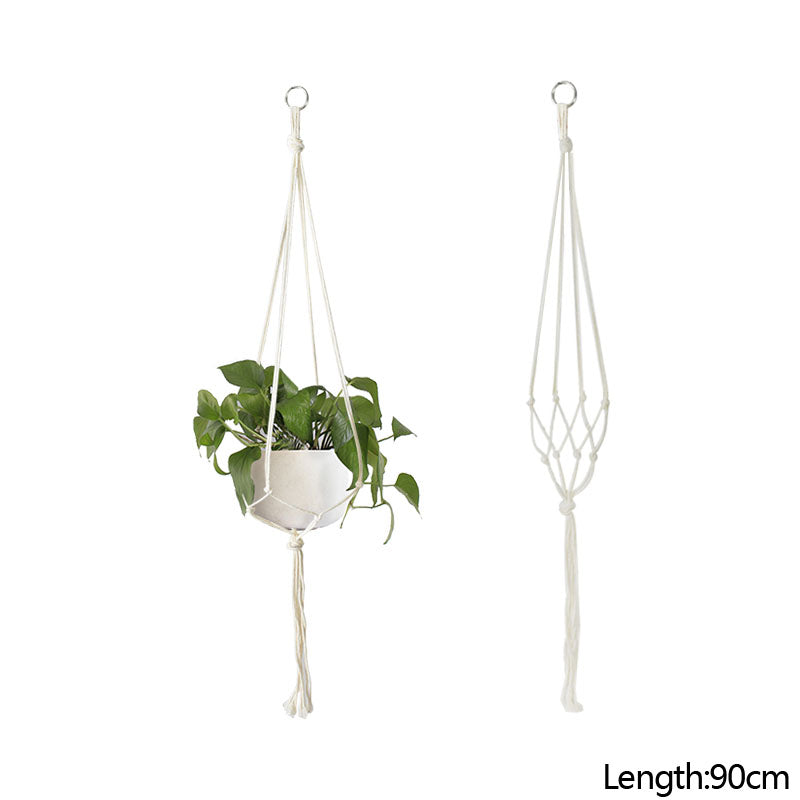 Knotted Cotton Plant Hanger White