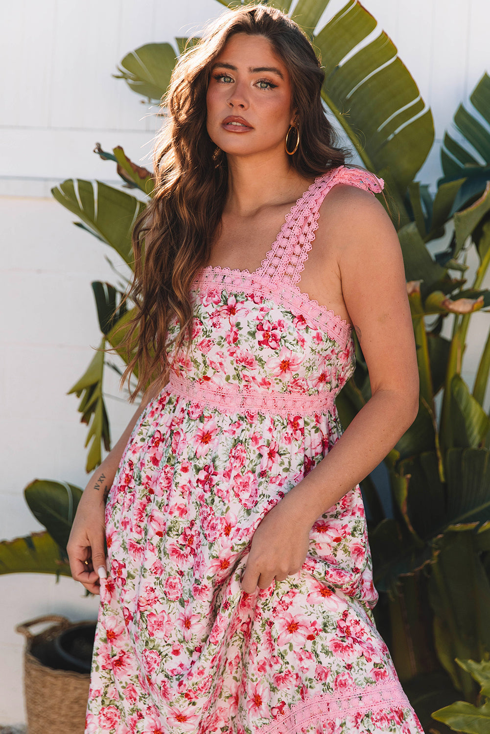 Lace Empire Waist Beach Dress