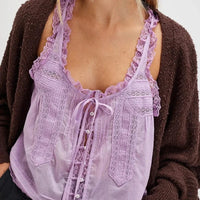 Lace trim boho summer top