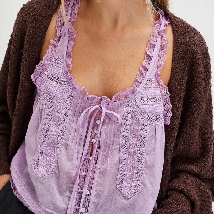 Lace trim boho summer top